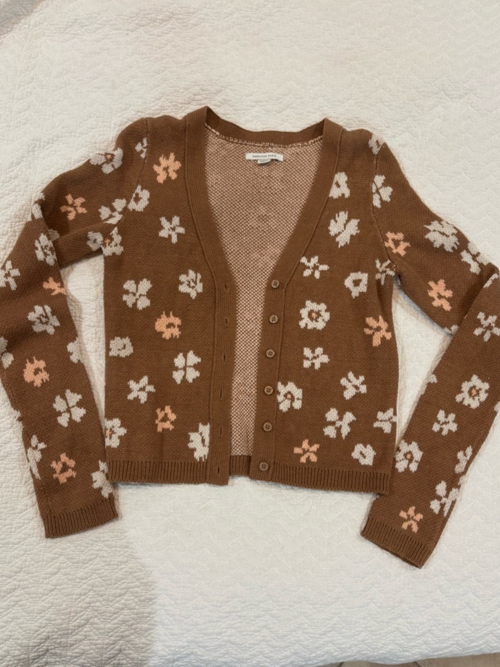 American Eagle Outfitters Brown Floral Button-Up Cardigan, sweater